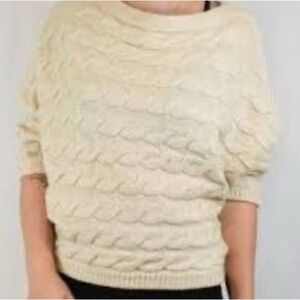 Military Hippie Boat Neck Cable Knit Sweater